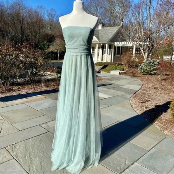 NWT Anthropologie BHLDN Jenny Yoo Ryder Convertible Maxi Dress in Seaglass Green - Picture 7 of 15